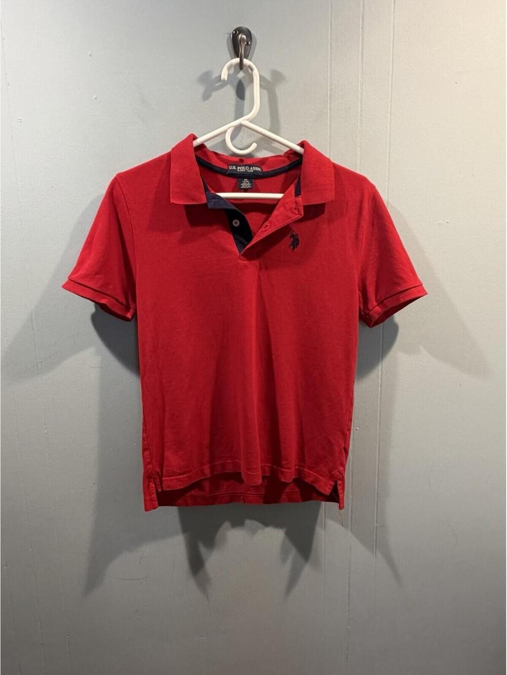 Kids Boys US Polo Assn Polo Shirt Size XL 14-16 Red